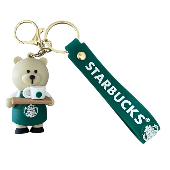 Starbucks Bearista Keychain Green Strap Coffee Lover Bag Charm 8”L - NWOT - Picture 3 of 10